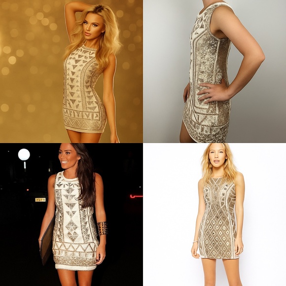 80% recycledl Sequined/Gold Mini Dress Try this embroidered gold number  ๐ฌ๐งUK - Picture 1 of 16